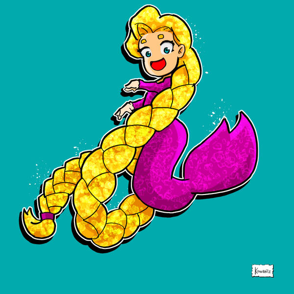 Disney's Rapunzel from "Tangled" as a cartoon mermaid